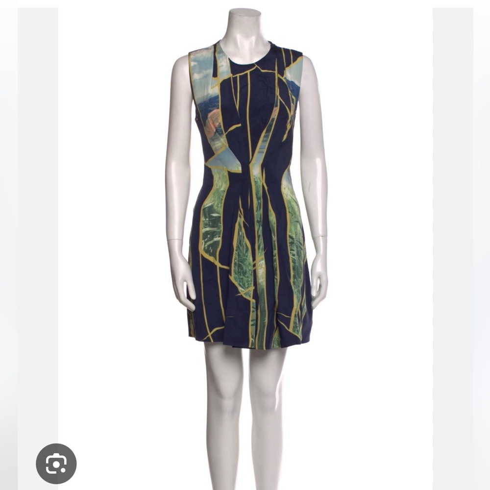 3.1 Phillip Lim Geometric Print above knee silk Dress in Navy and Yellow size 6